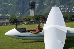 Fabio Guglielmini piloting an airplane